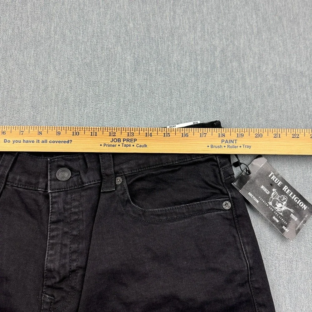 True Religion Jeans Mens 36 Black Denim Ricky Flap Relaxed Straight Pants NWT